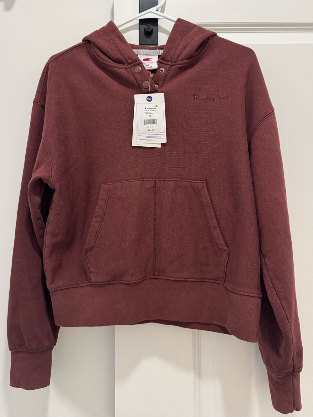 Champion Women's Snap Pullover Hoodie with Embroidered Logo | Size XS